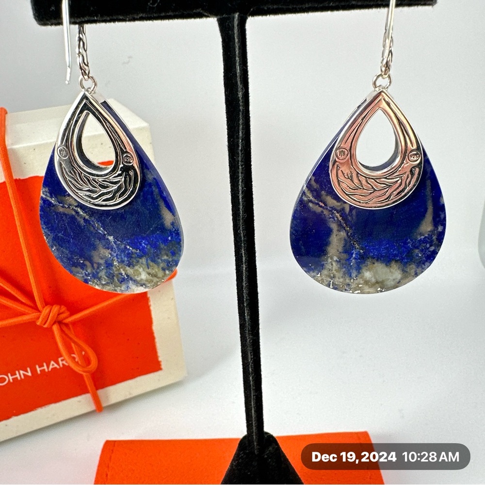 John Hardy Lapis Teardrop Earrings NWOT - Picture 4 of 8